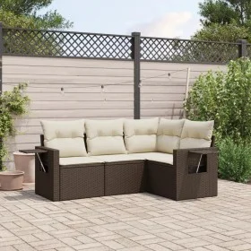 Set de sofás de jardín 4 pzas y cojines ratán sintético marrón de , Conjuntos de jardín - Ref: Foro24-3220112, Precio: 302,27...