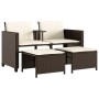 Sofá de jardín 2 plazas con mesa y taburetes ratán PE marrón de , Conjuntos de jardín - Ref: Foro24-368417, Precio: 224,55 €,...