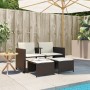 Sofá de jardín 2 plazas con mesa y taburetes ratán PE marrón de , Conjuntos de jardín - Ref: Foro24-368417, Precio: 224,55 €,...