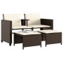 Sofá de jardín 2 plazas con mesa y taburetes ratán PE marrón de , Conjuntos de jardín - Ref: Foro24-368417, Precio: 224,55 €,...
