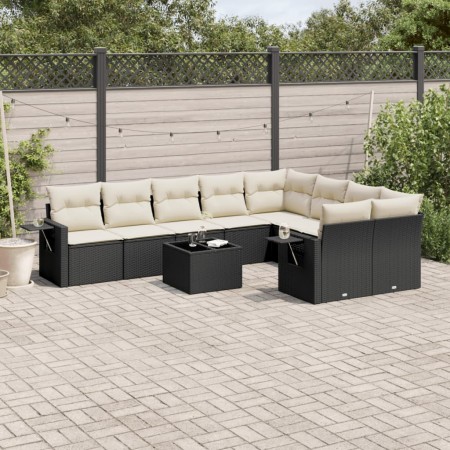 Set de sofás de jardín 10 pzas cojines ratán sintético negro de , Conjuntos de jardín - Ref: Foro24-3252983, Precio: 608,82 €...
