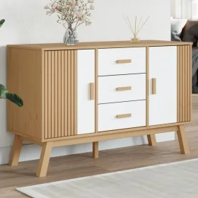 OLDEN sideboard solid white and brown pine wood 114x43x73.5cm by , Sideboards - Ref: Foro24-358599, Price: 168,21 €, Discount: %