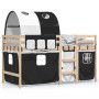 Cama alta niños con túnel madera pino blanco negro 90x200 cm de , Camas y somieres - Ref: Foro24-3283844, Precio: 209,73 €, D...