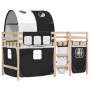 Cama alta niños con túnel madera pino blanco negro 90x200 cm de , Camas y somieres - Ref: Foro24-3283844, Precio: 209,73 €, D...