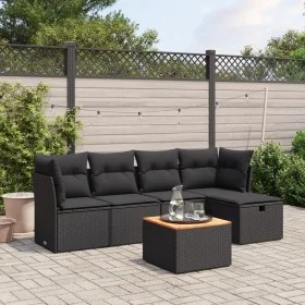 Set de sofás de jardín 6 piezas y cojines ratán sintético negro de , Conjuntos de jardín - Ref: Foro24-3264709, Precio: 342,8...