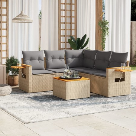 Juego de sofás jardín con cojines 6 pzas ratán sintético beige de , Conjuntos de jardín - Ref: Foro24-3226808, Precio: 382,63...