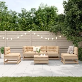Juego de muebles de jardín 6 pzas y cojines madera maciza pino de , Conjuntos de jardín - Ref: Foro24-3250724, Precio: 566,56...