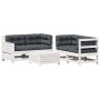 Set muebles jardín 5 pzas con cojines madera maciza pino blanco de , Conjuntos de jardín - Ref: Foro24-3250817, Precio: 513,8...