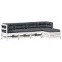 Set muebles jardín 5 pzas con cojines madera maciza pino blanco de , Conjuntos de jardín - Ref: Foro24-3250841, Precio: 434,2...