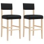 Taburetes altos 2 uds madera maciza de caucho y cuero sintético de , Taburetes de cocina - Ref: Foro24-4006196, Precio: 117,2...