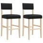Taburetes altos 2 uds madera maciza de caucho y cuero sintético de , Taburetes de cocina - Ref: Foro24-4006196, Precio: 81,22...