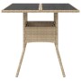 Mesa de jardín superficie de vidrio ratán PE beige 80x80x75 cm de , Mesas de jardín - Ref: Foro24-365523, Precio: 85,40 €, De...