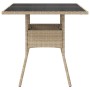 Mesa de jardín superficie de vidrio ratán PE beige 80x80x75 cm de , Mesas de jardín - Ref: Foro24-365523, Precio: 85,40 €, De...