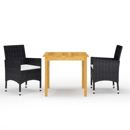Juego de comedor de jardín 3 piezas con cojines negro de , Conjuntos de jardín - Ref: Foro24-3095860, Precio: 256,46 €, Descu...