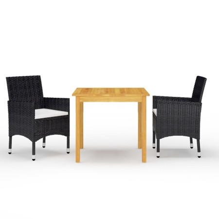 Juego de comedor de jardín 3 piezas con cojines negro de , Conjuntos de jardín - Ref: Foro24-3095860, Precio: 260,50 €, Descu...