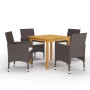 Juego de comedor de jardín 5 piezas con cojines marrón de , Conjuntos de jardín - Ref: Foro24-3095862, Precio: 353,07 €, Desc...