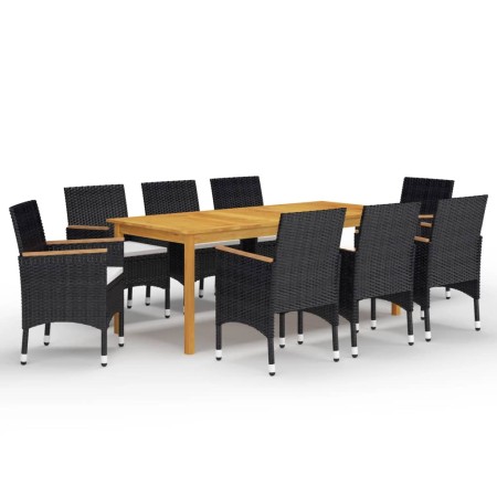 Juego de comedor de jardín 9 piezas con cojines negro de , Conjuntos de jardín - Ref: Foro24-3095869, Precio: 672,01 €, Descu...