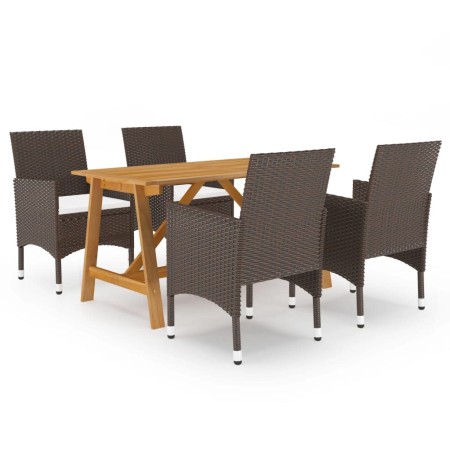 Juego de comedor de jardín 5 piezas con cojines marrón de , Conjuntos de jardín - Ref: Foro24-3095888, Precio: 386,55 €, Desc...