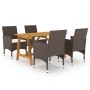 Juego de comedor de jardín 5 piezas con cojines marrón de , Conjuntos de jardín - Ref: Foro24-3095888, Precio: 386,55 €, Desc...