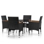Set de bistró de jardín 5 pzas ratán PE vidrio templado negro de , Conjuntos de jardín - Ref: Foro24-3095904, Precio: 338,13 ...