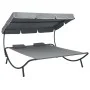 Tumbona de exterior con dosel y almohadas gris de vidaXL, Camas para exteriores - Ref: Foro24-48070, Precio: 157,57 €, Descue...