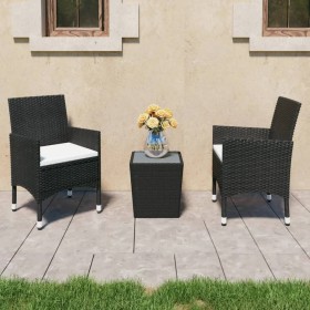 Set de bistró de jardín 3 pzas ratán PE vidrio templado negro de , Conjuntos de jardín - Ref: Foro24-3095933, Precio: 205,16 ...