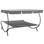 Tumbona de exterior con dosel y almohadas gris de vidaXL, Camas para exteriores - Ref: Foro24-48070, Precio: 162,71 €, Descue...