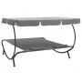 Tumbona de exterior con dosel y almohadas gris de vidaXL, Camas para exteriores - Ref: Foro24-48070, Precio: 157,57 €, Descue...