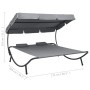 Tumbona de exterior con dosel y almohadas gris de vidaXL, Camas para exteriores - Ref: Foro24-48070, Precio: 162,71 €, Descue...