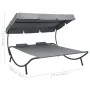 Tumbona de exterior con dosel y almohadas gris de vidaXL, Camas para exteriores - Ref: Foro24-48070, Precio: 157,57 €, Descue...