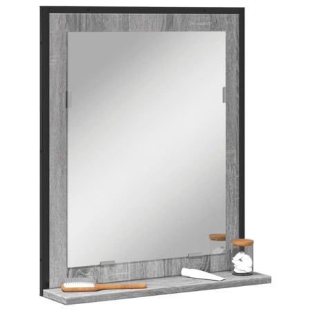 Espejo de baño con estante madera ingeniería gris Sonoma de , Tocadores - Ref: Foro24-842419, Precio: 44,72 €, Descuento: %
