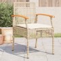 Sillas de jardín con cojín 4 uds ratán PE beige y madera acacia de , Sillas de jardín - Ref: Foro24-366253, Precio: 216,21 €,...