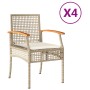 Sillas de jardín con cojín 4 uds ratán PE beige y madera acacia de , Sillas de jardín - Ref: Foro24-366253, Precio: 216,21 €,...