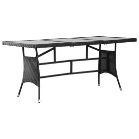 Mesa de jardín ratán sintético negro 170x80x74 cm de , Mesas de jardín - Ref: Foro24-3203730, Precio: 475,95 €, Descuento: %