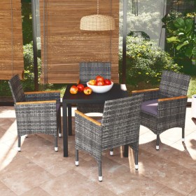 Juego muebles jardín 5 pzas con cojines ratán sintético gris de , Conjuntos de jardín - Ref: Foro24-3095028, Precio: 402,36 €...