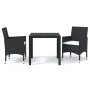Set de comedor de jardín 3 pzas y cojines ratán sintético negro de , Conjuntos de jardín - Ref: Foro24-3095009, Precio: 279,8...