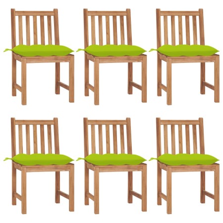 Sillas de jardín 6 unidades madera maciza de teca con cojines de , Sillas de jardín - Ref: Foro24-3073141, Precio: 696,69 €, ...