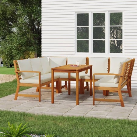 Juego comedor jardín y cojines 7 piezas madera maciza acacia de , Conjuntos de jardín - Ref: Foro24-3154974, Precio: 922,94 €...