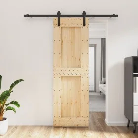 Puerta corredera con herrajes madera maciza de pino 70x210 cm de , Puertas - Ref: Foro24-3202975, Precio: 157,43 €, Descuento: %