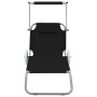 Tumbona plegable con toldo y ruedas acero negra de , Tumbonas - Ref: Foro24-44323, Precio: 63,42 €, Descuento: %