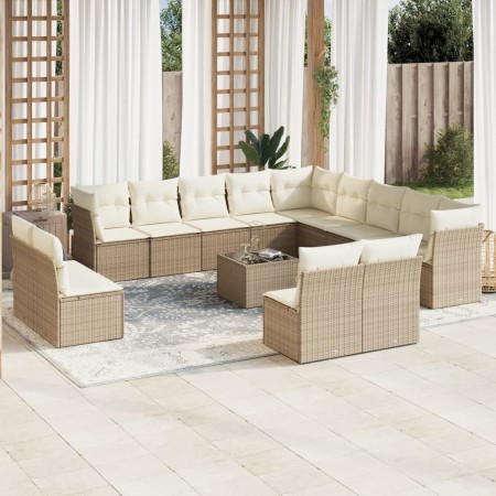 Set sofás de jardín 14 pzas con cojines ratán sintético beige en Conjuntos de jardín | Comprar online en Foru.es