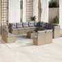Set sofás de jardín 14 pzas con cojines ratán sintético beige en Conjuntos de jardín | Comprar online en Foru.es