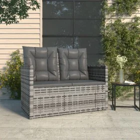 Banco de jardín con cojines ratán sintético gris 105 cm de , Bancos de jardín - Ref: Foro24-362319, Precio: 111,04 €, Descuen...