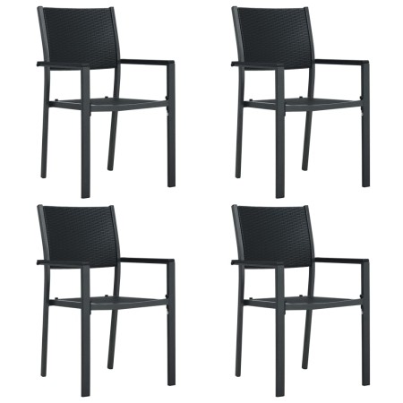 Sillas de jardín 4 unidades plástico con aspecto de ratán negro de vidaXL, Sillas de jardín - Ref: Foro24-47890, Precio: 162,...