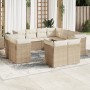 Set de sofás de jardín 11pzas con cojines ratán sintético beige en Conjuntos de jardín | Comprar online en Foru.es