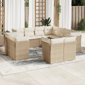 Set de sofás de jardín 11pzas con cojines ratán sintético beige en Conjuntos de jardín | Comprar online en Foru.es