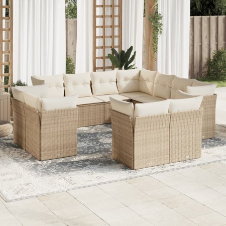 Set de sofás de jardín 11pzas con cojines ratán sintético beige en Conjuntos de jardín | Comprar online en Foru.es