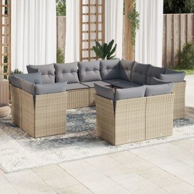Set de sofás de jardín 11pzas con cojines ratán sintético beige en Conjuntos de jardín | Comprar online en Foru.es