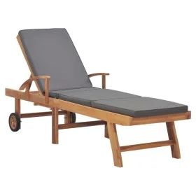 Sonnenliege mit massivem dunkelgrauen Teakholzkissen von vidaXL, Liegen - Ref: Foro24-48023, Preis: 302,50 €, Rabatt: %