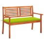 Banco de jardín 2 plazas madera maciza eucalipto y cojín 120 cm de , Bancos de jardín - Ref: Foro24-3060980, Precio: 192,15 €...